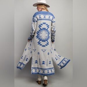 Kaisley Aztec Long Duster Cardigan